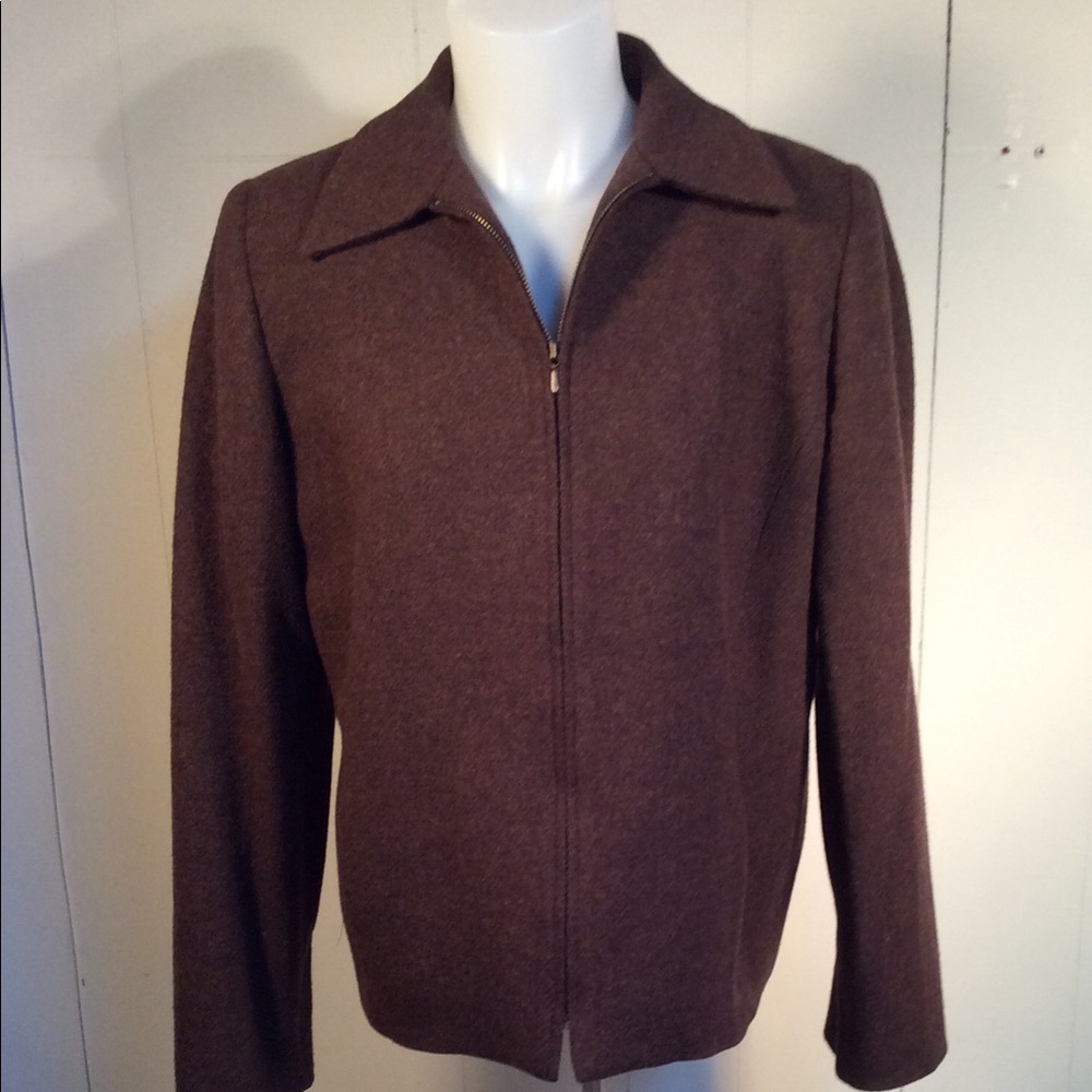 L.L. Bean Vintage Brown Wool Zip Up Women’s Jacket size 8 made in USA